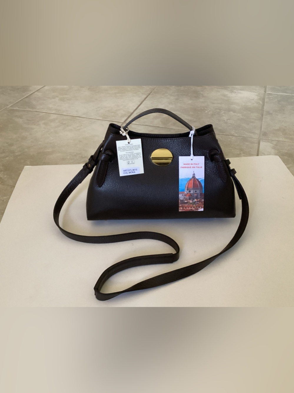 NWT Italian Isadora nWomen’s BROWN Pebbled Leather Top-Handle Crossbody